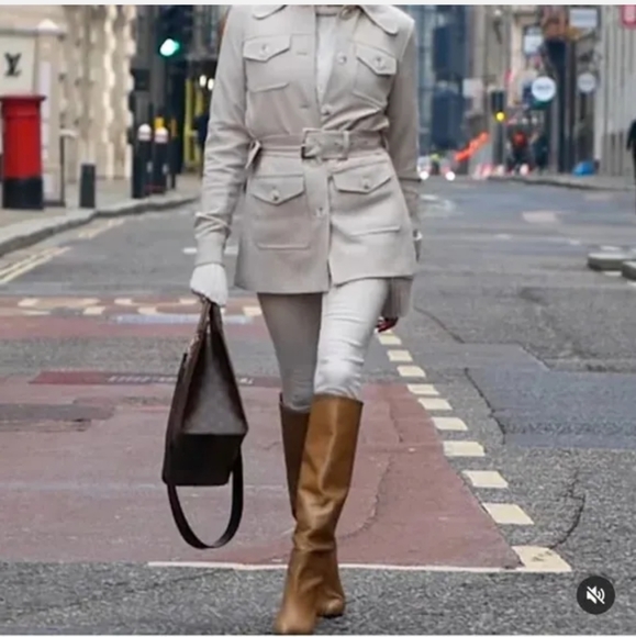 ZARA Heeled Leather Knee High Boots - Picture 10 of 11